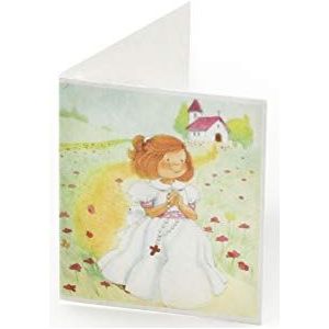 mopec x349.2 boekjeskaart communie een meisje met een rozenkrans, pak van 100