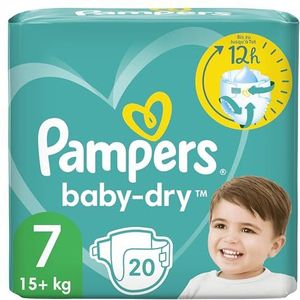 Pampers Babyluiers, maat 7, 15 kg, extra groot, 20 stuks, single pack, tot 12 uur rondom lekbescherming