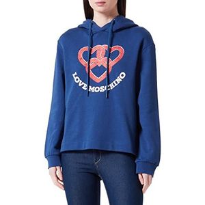 Love Moschino Dames Regular Fit Hoodie met Chained Hearts Print Sweatshirt, blauw, 42