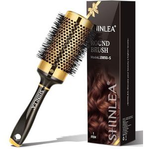 Borstel voor krullend haar: Shinlea ronde borstel voor dames, ontwarren, stylen en drogen, geeft volume en glans voor fijn haar
