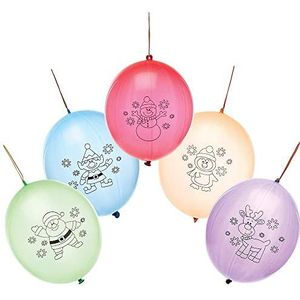 Baker Ross FX384 Kerstmis Botsballonnen - Pak van 10, Kerstfeestzakvulling voor kinderen, Kinderkerstballon, Feestelijke Feestgeschenk