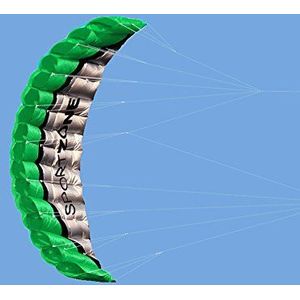 Kwasyo Vliegers 2.5m Parafoil Kite Outdoor - Windvlieger met Dual Line Stunt Parachute Beach Kite met handvat 30m Line （Groen)