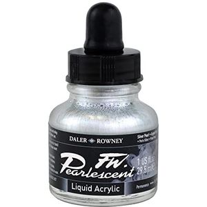 Daler-Rowney FW acryl inkt, glazen fles met druppelaar, 1 oz - 29,5 ml, Silver Pearl
