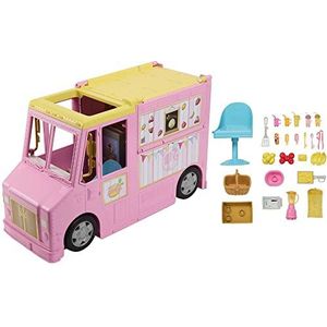 Barbie Sets, Limonadewagen, speelset met 25 onderdelen, bereidings- en eetplekken, kleurrijke accessoires voor eten en drinken, HPL71