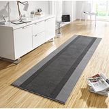Hanse Home Tapijtloper met band, 80 x 300 cm, zacht, laagpolig tapijt, modern design, loper voor hal, slaapkamer, kinderkamer, badkamer, woonkamer, keuken, decoratieloper, grijs