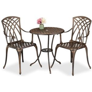 Bistroset - Bistrotafel Ø 60 cm - 2 Stoelen - Parasolgat - Buiten