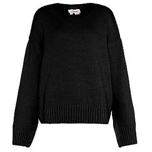 Aleva Dames chique trui met ronde hals in zachte stijl acryl zwart maat XL/XXL, zwart, XL