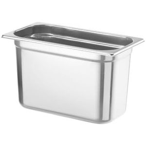 HENDI Gastronorm container, temperatuurbestendig van -40° tot 300°C, stapelbaar, geschikt voor ovens, bain marie en vriezers, chafing dishes, 7.8L, GN 1/3, 325x176x(H)200mm, roestvast staal