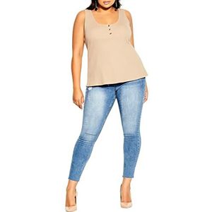 CITY CHIC Plus Size TOP Button Grace, in Taupe, Grootte, 24, Taupe, 50 grote maten