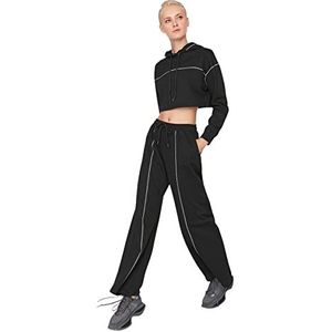 Trendyol Dames Regular Hood Knit Sweat & Jogger Set, Zwart, M