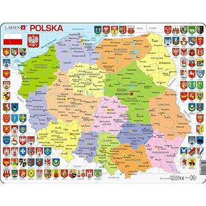 Larsen K97 Polen Politieke Kaart, Pools editie, Frame puzzel met 70 stukjes