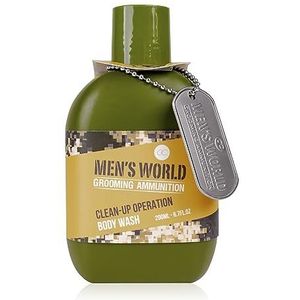 Accentra douchegel voor heren ""MEN'S WORLD"" in coole camouflage-look inclusief 200 ml douchegel en hondenpenning als sleutelhanger