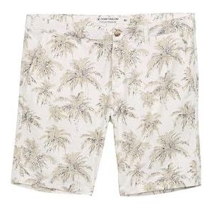 TOM TAILOR Plussize bermuda voor heren, 37971 - Off White Stripe Palm Design, 46 Grote maten