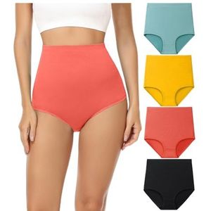 Wirarpa - Damesondergoed - Katoenen Slipjes - 4 Stuks - 4XL - Hoge Taille - Volledige Dekking