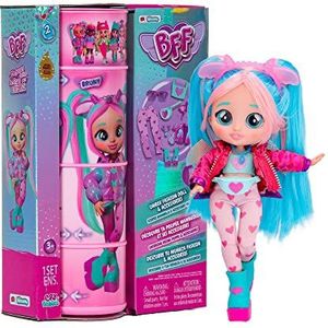 BFF Cry Babies S2 Bruny Fashion pop om te verzamelen met lang haar, stoffen kleding en 9 accessoires, cadeau speelgoed voor meisjes en kinderen vanaf 5 jaar