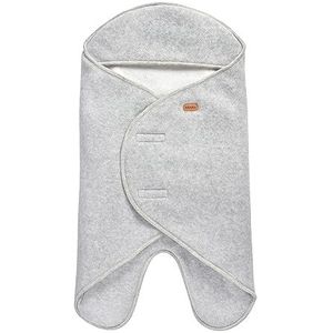 BÉABA, Babynomade Double Fleece baby winter wikkeldeken, autostoel/kinderwagen, gondel/transat, zacht, warm, waterafstotend, ademend, past door riemen, grijs gemêleerd/wit, 0-6 maanden