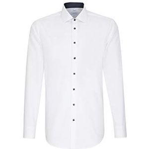 Seidensticker Zakelijk overhemd voor heren, strijkvrij, getailleerd overhemd, met lange mouwen, kent-kraag, 100% katoen, wit (wit 01), 39