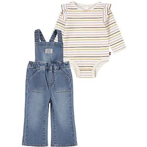 Levi's Lvg Ruffle Slv Flare Overall S 1ej297 Set meisjes, Antiek wit, 9 Maanden