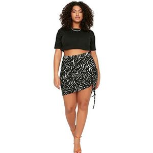 Trendyol Vrouwen Plus Size Mini Bodycon Slim Fit Gebreide Plus Size Rok, Meerkleurig, 3XL