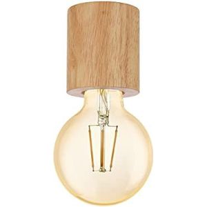 Eglo Plafondlamp Turialdo, 1-vlammige lamp, industriële opbouwlamp, vintage, modern van hout en staal, plafondlamp in naturel, zwart, met E27-fitting