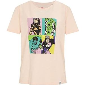 Recovered Women's Marvel Pop Art Portrait Print Pale Pink Vrouwen Fitted by S T-shirt, S, roze, S