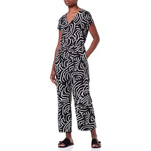 TOM TAILOR Dames Jumpsuit met ceintuur 1031704, 29861 - Black Abstract Waves Design, 36