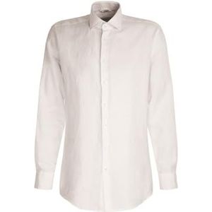 Seidensticker Zakelijk overhemd voor heren, regular fit, zacht, kent-kraag, lange mouwen, 100% linnen, wit, 48