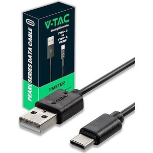 V-TAC USB-A naar Micro USB-kabel 1 meter voor smartphone, computer, tablet - Micro-USB-kabel voor opladen en gegevensoverdracht - Compatibel Apple Huawei en Samsung - Zwart