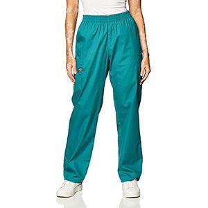 dickies Zieke huisbroek voor dames, handtekening, elastische taille, scrubs, broek, Elásticasigasigta, natuur, scrubs, slang met meer elastische taille, blauwgroen, XS, Blauwgroen, XS