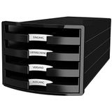 HAN Ladebox IMPULS 2.0 met 4 open laden voor DIN A4/C4 incl. tekstborden, uittrekblokkering, meubelvriendelijke rubberen voeten, design in premium kwaliteit, 1013-13, zwart