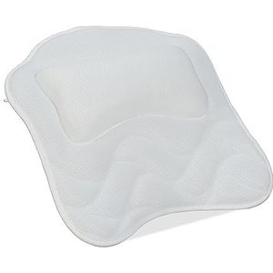 Relaxdays badkussen met zuignappen - hoofdsteun bad - nekkussen - polyester - wit