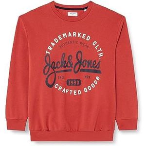 JACK & JONES Sweatshirt met ronde hals en ronde hals, plussize logo sweatshirt met ronde hals, Cinnabar, 4XL grote maten