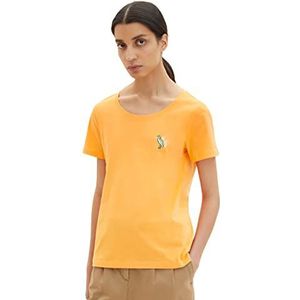 TOM TAILOR Dames T-shirt 1035471, 29751 - Bright Mango Orange, XS