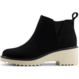 TOMS Maude enkellaars voor dames, Zwarte glinsterende keperstof, 38 EU