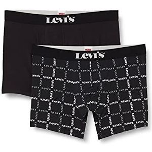 Levi's Heren Logo Plaid Men's Boxer Shorts, zwart/wit, S