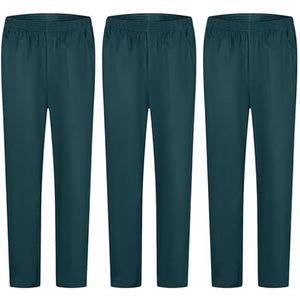 MISEMIYA 3-pack uniseks broek - gezondheidsuniform medische uniformen werkbroek, Donker Groen, XS
