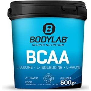 Bodylab24 BCAA Powder 500g, BCAA Poeder hoog gedoseerd, Leucine, Isoleucine en Valine in de verhouding 2:1:1, branch-chain amino acids, ideaal om toe te voegen aan een eiwitshake of water, smaakloos