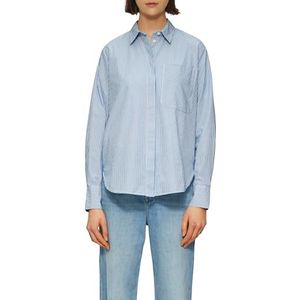 s.Oliver - Blouse - Blauw/Wit - Klassieke Blouse - Lange Mouw