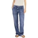 Cecil Dames Wide Leg Jeans, Mid Blue Used Wash, 30W / 30L