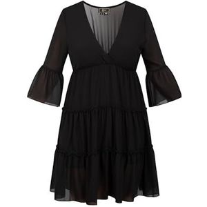 nolie Dames mini-jurk met ruches 19227011-NO01, zwart, XL, Mini-jurk met ruches, XL