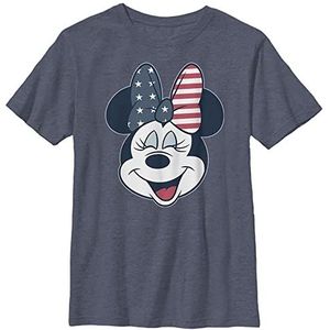 Disney American Bow T-shirt voor jongens, Marineblauw heide, XS
