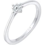 Elli DIAMONDS Ring Dames Verlovingsring Klassiek met Diamant (0.06 ct.) in 925 Sterling Zilver