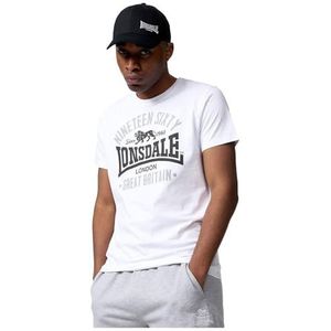 Lonsdale Heren T-shirt normale pasvorm KILCHOAN wit/zwart/grijs XXL, 117347