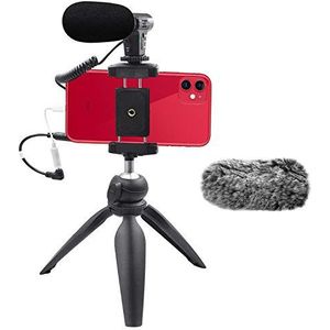Smartphone Camera Video Microfoon Kit, Veksun ASMR Microfoon voor YouTube Voorruit 3.5mm Jack Externe Mic voor Telefoon iPhone Samsung DSLR Canon Nikon met Mini Statief