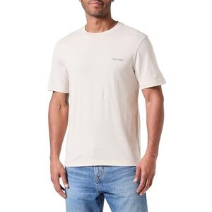 Calvin Klein Heren T-shirt met schuine rug logo S/S, Stony Beige, XL