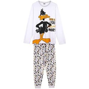 CERDÁ LIFE'S LITTLE MOMENTS Lucas des Looney Tunes Duck Pyjama Winter Game 100% katoen met T-shirt en broek - officiële licentie Warner Bros pyjama, wit, XXL voor heren, wit, XXL, Veelkleurig, M