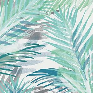 Rasch Tapeten 100853 - fotobehang met blauw-groen palmblad in aquarellook uit de Young Artists collectie - 2,80 m x 2,79 m (l x b)