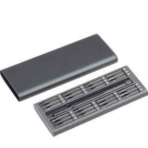 Meister Fijnmechanische bitset - 69 x 170 x 17 mm - 48-delig - elegante aluminium case - reparatieset voor smartphones, pc's, horloges, brillen, enz. / reparatie-gereedschapsset /