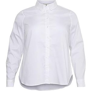 Kaffe Curve Plus-Size T-shirt voor dames, button up regular fit, lange mouwen, Optisch Wit, 48