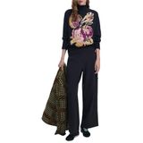 Jacquard Trui - Opstaande Kraag - Bloemen- en Vogelprint - Regular Fit - Lange Mouwen